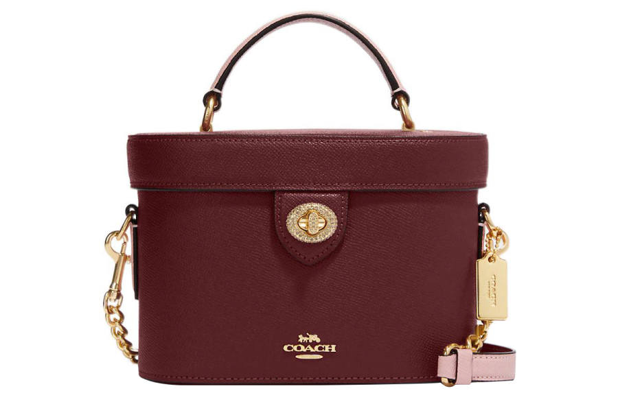 COACH Kay Cross Grain Leather Handbag, Shoulder Bag, Crossbody Bag Small Women's Cherry Red