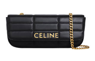 CELINE Matelasse Monochrome Sheepskin Crossbody Bag, Shoulder Bag Women's Black