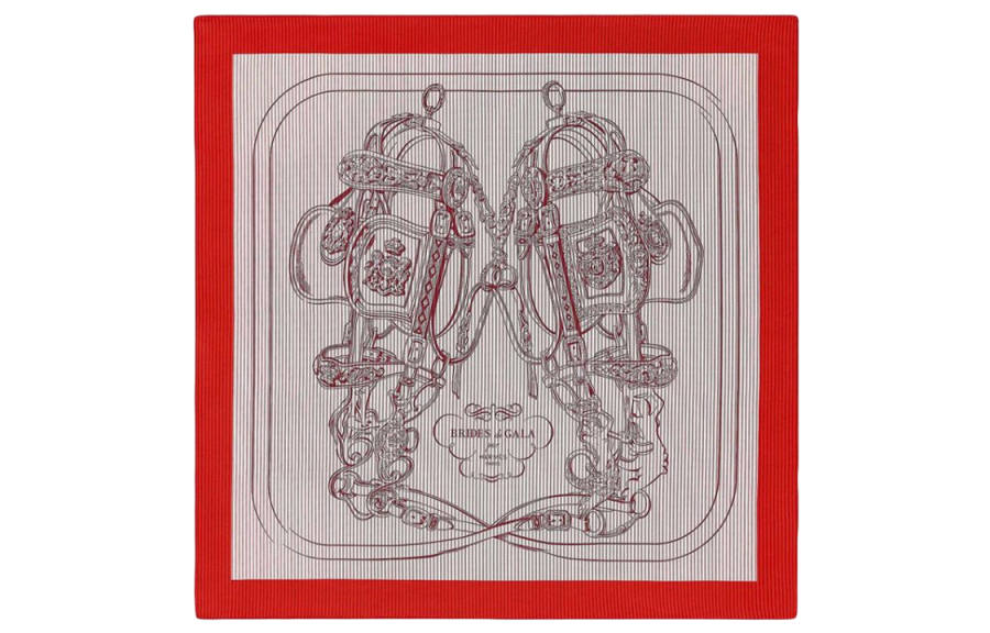 HERMES HERMES FINESSE Silk Scarf Women's Red