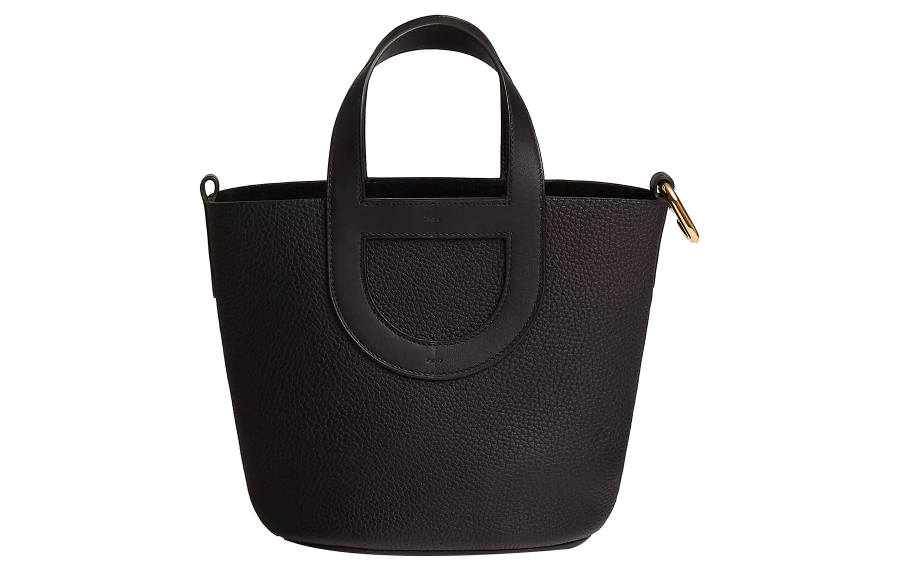 HERMES In The Loop Taurillon Clemence Bullhide With Swift Leather Bucket Bag Handbag Women's Black