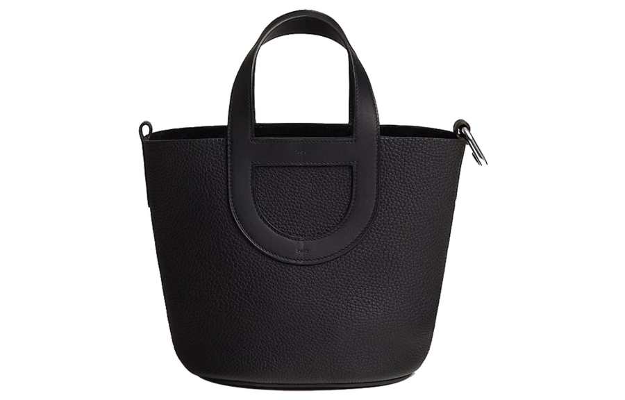 HERMES In The Loop Taurillon Clemence Bullhide With Swift Leather Bucket Bag Handbag Women's Black