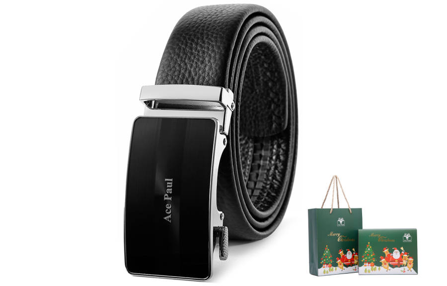 Ace Paul Cow Leather Belts Men's Black Width 3.5cm