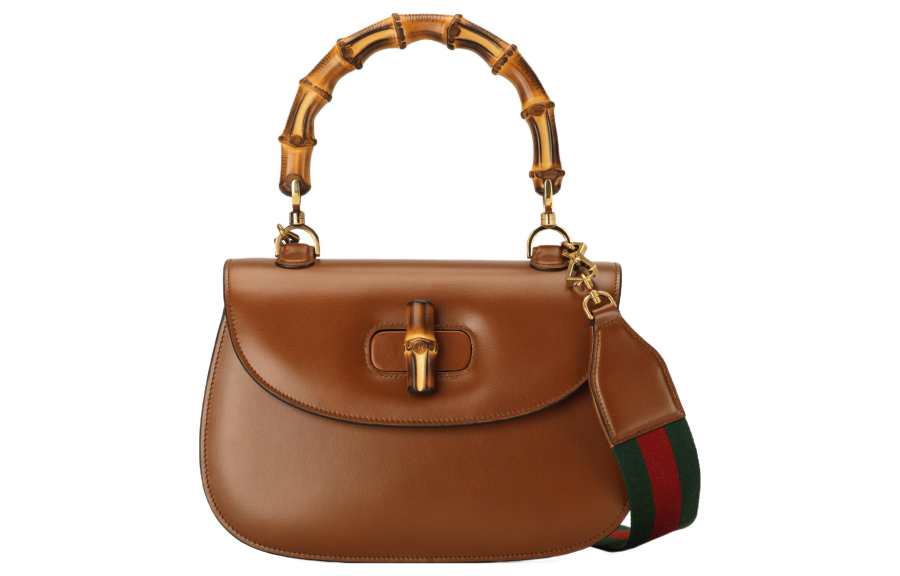 GUCCI Bamboo 1947 Leather Shoulder Bag, Crossbody Bag, Handbag Medium Women's Brown