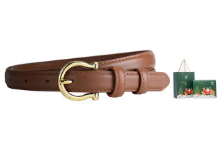 Ace Paul Bright Gold Semi Round Pin Buckle Casual Minimalist Style Trendy Versatile Texture Cow Leather