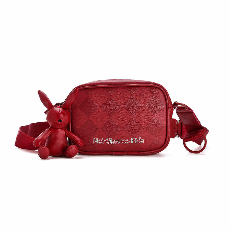 FILA FUSION Polyurethane Crossbody Bag, Shoulder Bag Unisex Garnet Red
