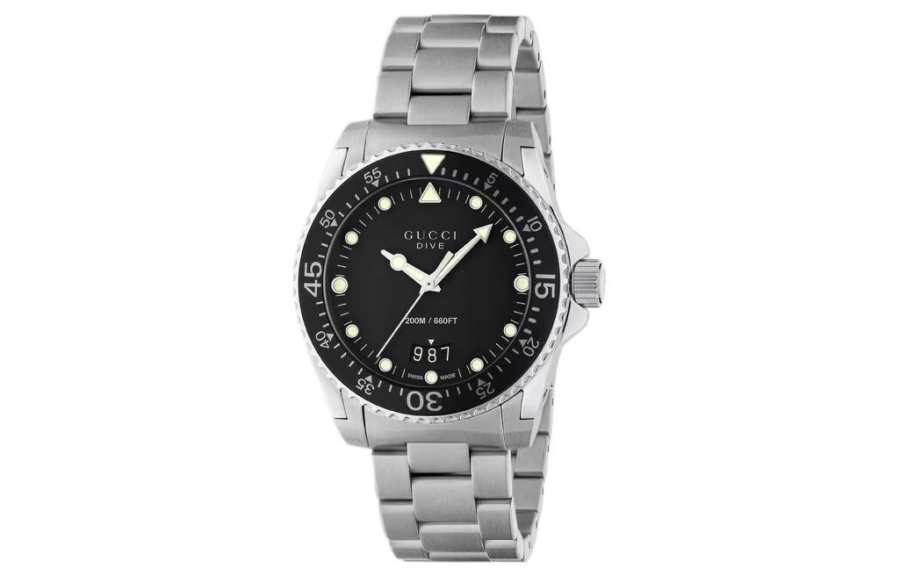 GUCCI Dive Collection Wrist Watches Quartz Movement Stainless Steel Watchband Black Dial Men's