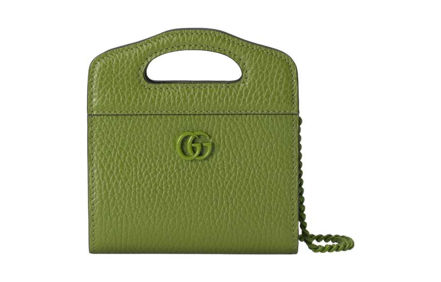 GUCCI GG Marmont Leather Card Holder Women's Green