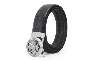 ALIEN BANG Cow Leather Belts Men's Black 3.4cm