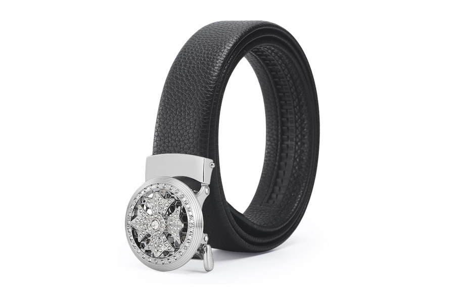 ALIEN BANG Cow Leather Belts Men's Black 3.4cm
