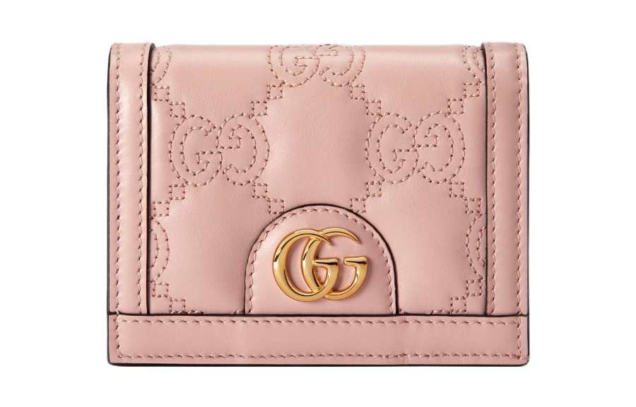GUCCI GG Matelassé Leather Clutch Card Holder Wallet Small Women's Pink