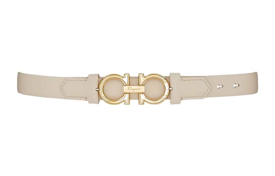 Ferragamo FERRAGAMO Cow Leather Belts Women's Beige Width 2cm