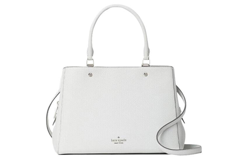 Kate Spade Leila Litchi Grain Leather Handbag, Shoulder Bag, Crossbody Bag Medium Women's White