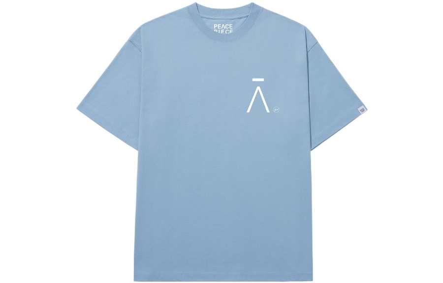 Fragment Design Peace Piece T Shirts Men's Blue Crew Neck Thin Straight Fit