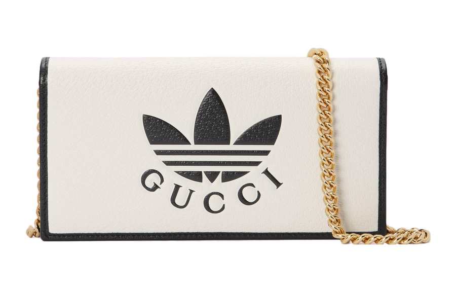 GUCCI Adidas Originals Collaboration Leather Wallet, Shoulder Bag, Crossbody Bag Women's White