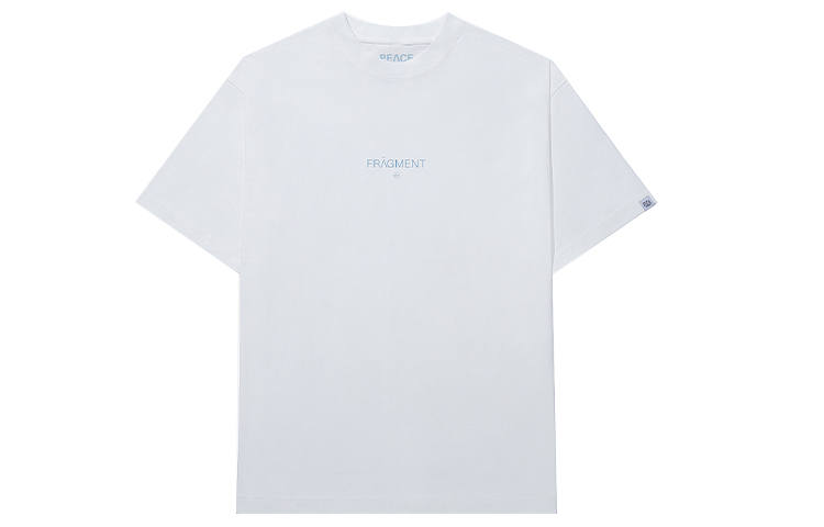 Fragment Design Peace Piece T Shirts Men's White Crew Neck Moderate Straight Fit