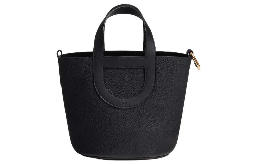 HERMES In The Loop Taurillon Clemence Bullhide With Swift Leather Bucket Bag Handbag Women's Navy Blue