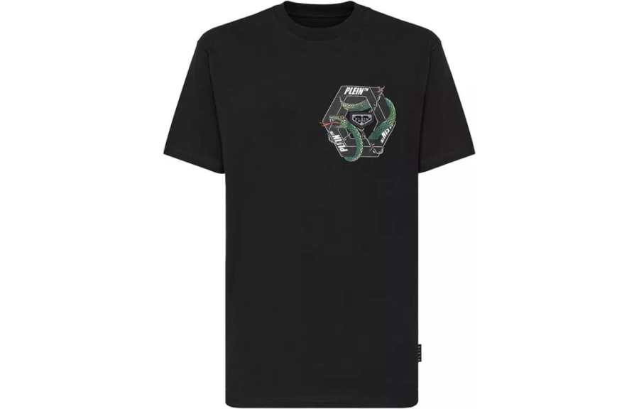 PHILIPP PLEIN T Shirts Unisex Black Crew Neck Moderate Straight Fit