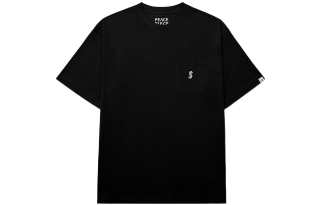 Fragment Design Peace Piece T Shirts Men's Black Crew Neck Moderate Straight Fit