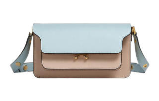 MARNI Trunk Calfskin Crossbody Bag, Shoulder Bag Women's Light Blue/Beige