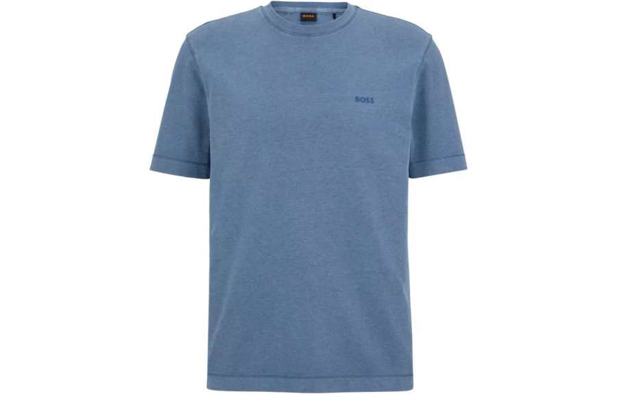 HUGO BOSS T Shirts Men's Blue Crew Neck Moderate Straight Fit