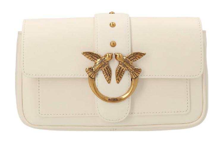 PINKO Pocket Love Leather Crossbody Bag, Shoulder Bag Women's White