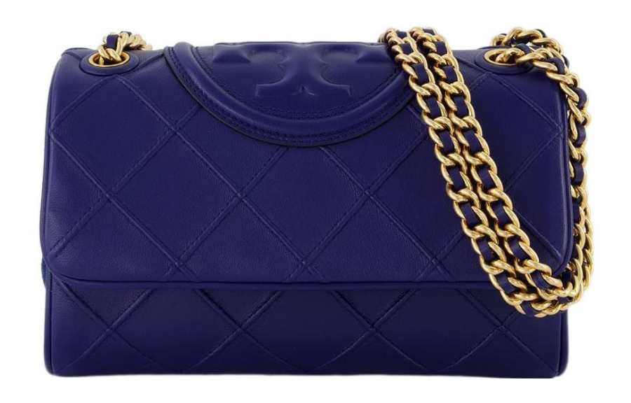 TORY BURCH Fleming Nappa Leather With Suede Trim Crossbody Bag, Shoulder Bag Small Women's Marine Blue