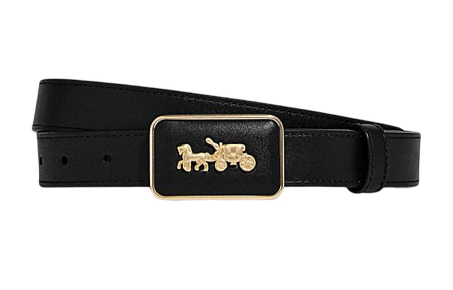 COACH COACH Cow Leather Belts Women's Black Width 2.5cm