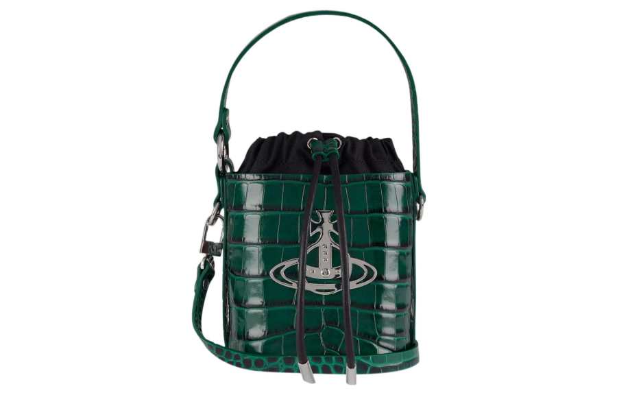 Vivienne Westwood DAISY Calfskin Bucket Bag, Shoulder Bag, Crossbody Bag, Handbag Women's Green