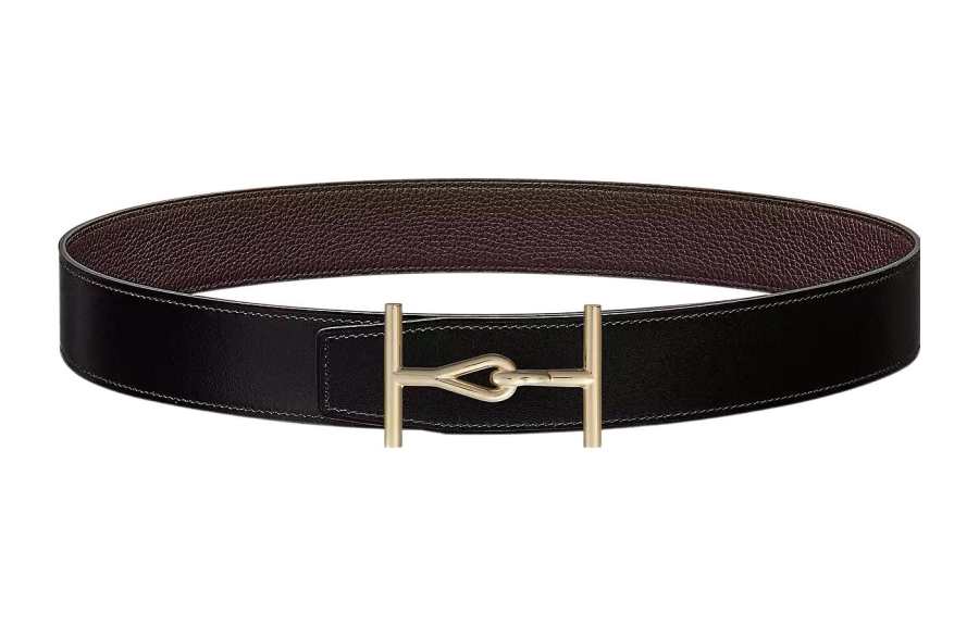 HERMES HERMES Calfskin Leather Belts Men's Width 3.8cm
