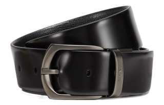 Ermenegildo Zegna Cow Leather Belts Unisex Black Width 3.5cm