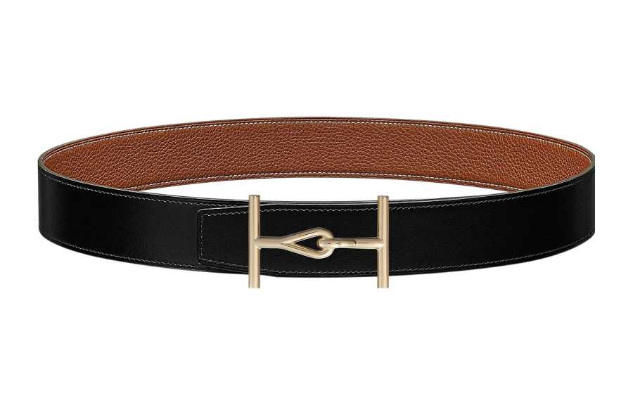 HERMES HERMES Jumbo Calfskin Leather Belts Men's Width 3.8cm