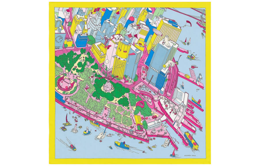 HERMES HERMES Silk Scarf Women's Orange/Pink
