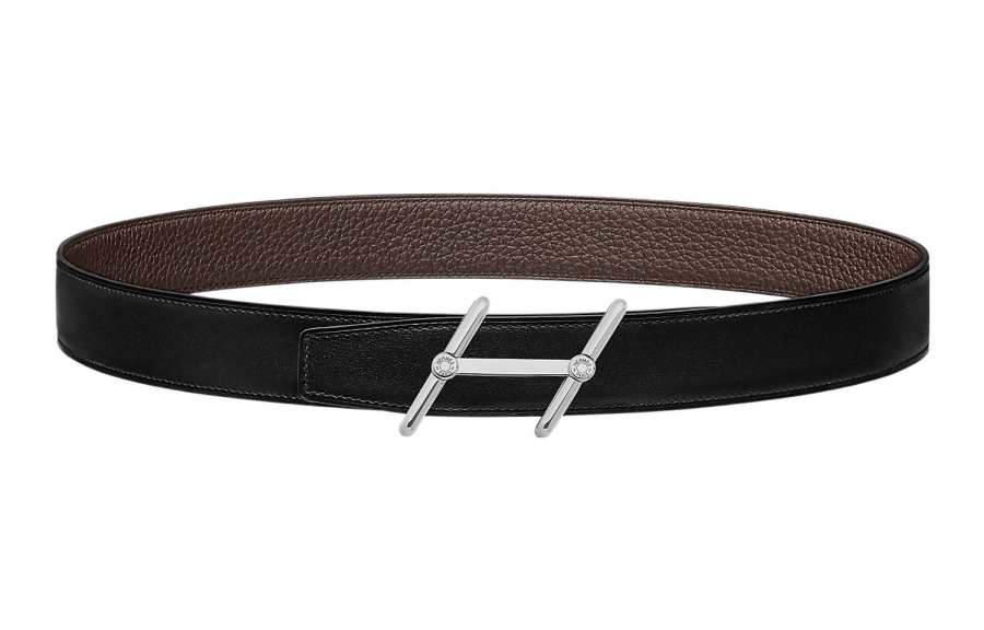 HERMES HERMES Swing Calfskin Leather Belts Men's Width 3.2cm
