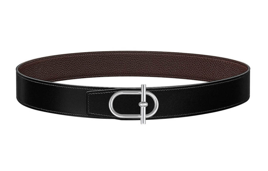 HERMES HERMES Ithaque Cow Leather Belts Men's Width 3.8cm