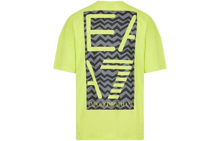 EMPORIO ARMANI T Shirts Men's Neon Green Crew Neck Moderate Straight Fit