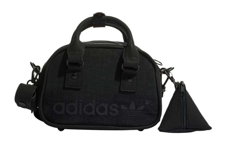 Adidas Originals Nylon Plain Woven Fabric Bowling Ball Bag, Handbag Mini Unisex Black