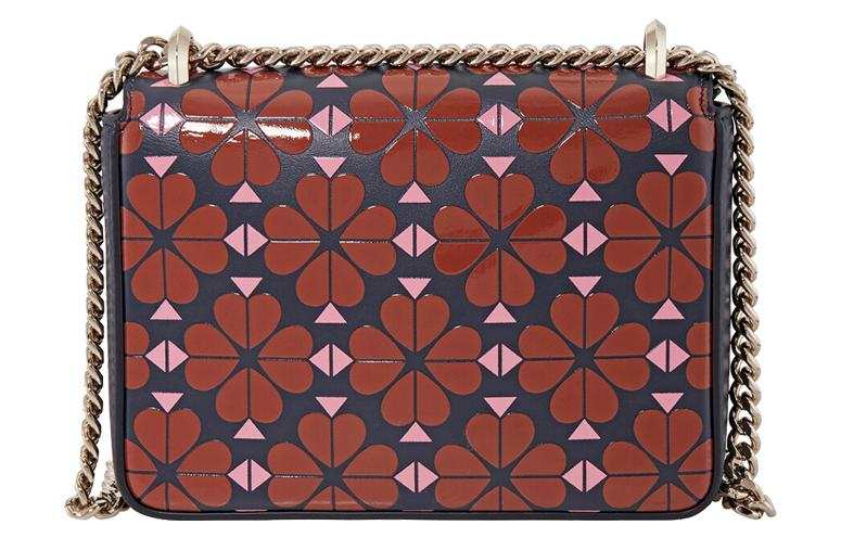 Kate Spade Amelia Leather Small Square Bag Chain Crossbody Bag Shoulder Bag Small Size Women's Dark Red & Black & Pink