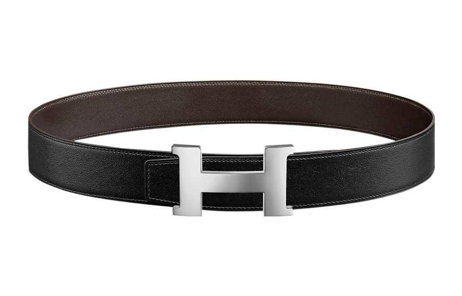 HERMES HERMES Constance Cow Leather Belts Men's Black/Ebony Width 3.8cm