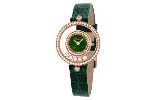 CHOPARD Quartz Movement Women's Watch 25.8mm Green Dial 18K Rose Gold Watch Case Crocodile Leather Strap