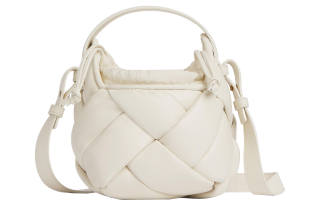Bottega Veneta Lambskin Portable Crossbody Bag, Shoulder Bag Small Women's White
