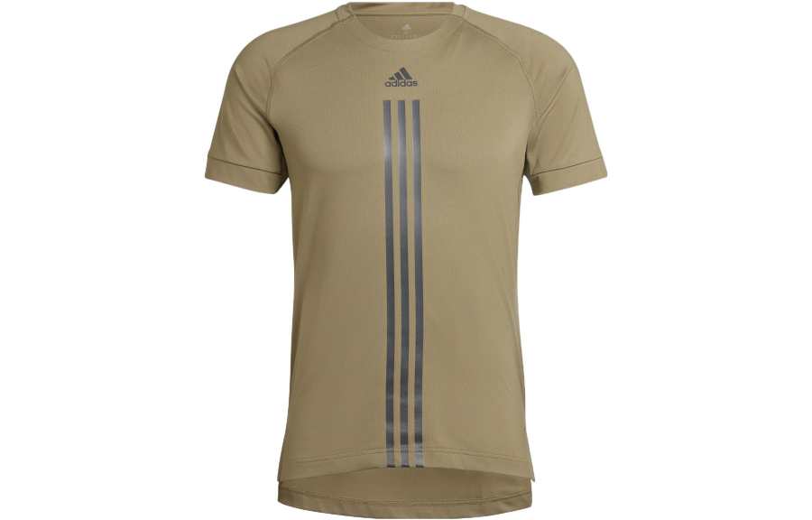 Adidas Adidas T Shirts Men's Green Crew Neck Moderate Straight Fit