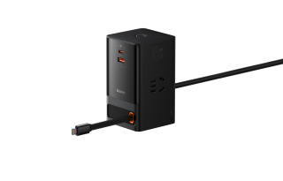 Baseus 65W Gallium Nitride Fast Charging Cable With Built in Charger, Smart Power Strip Power Supply Power Sockets