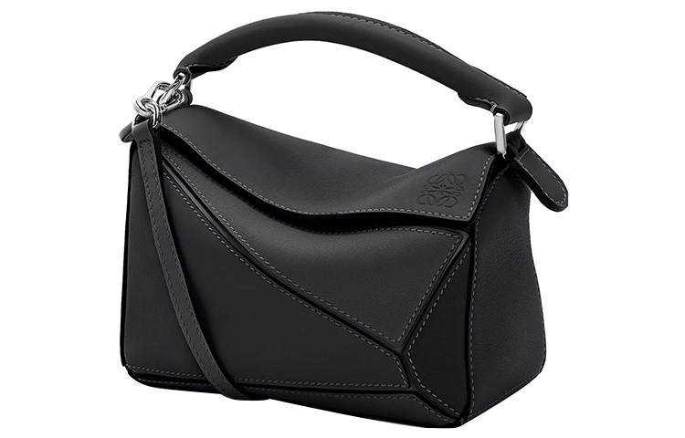 LOEWE PuzzleAnagram Calfskin Geometric Puzzle Bag, Portable Crossbody Bag, Shoulder Bag Mini Women's Black
