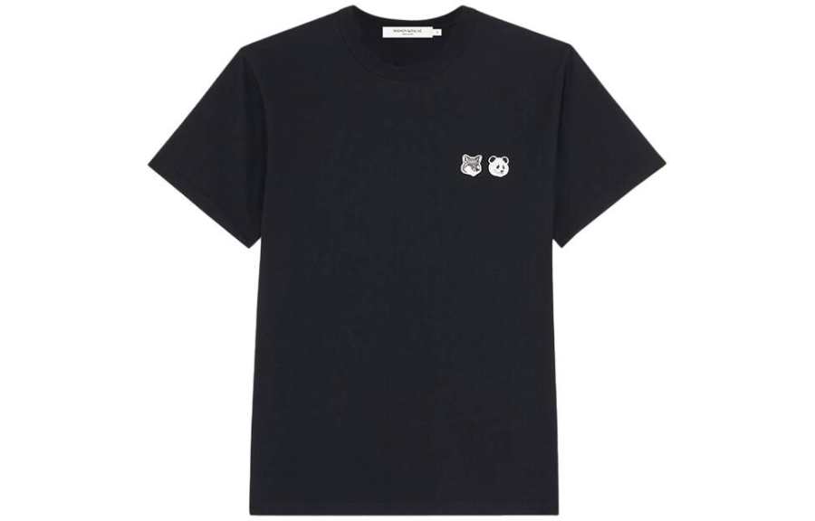 Maison Kitsune T Shirts Unisex Black Crew Neck Moderate Straight Fit