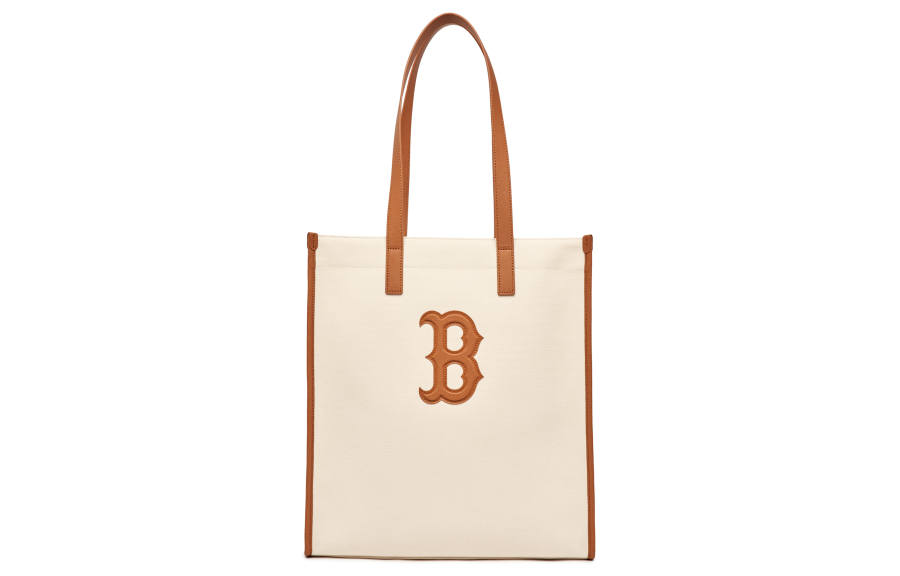 MLB Cotton With Polyester Tote Bag, Shopping Bag, Handbag, Shoulder Bag Regular Unisex Ecru & Milk Tea Brown
