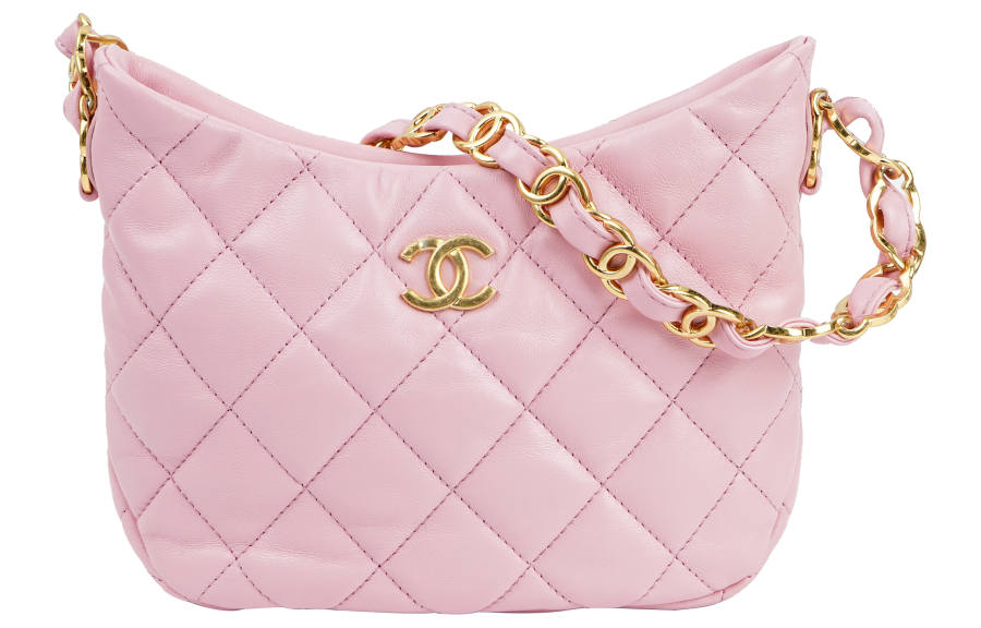 CHANEL 22K Autumn And Winter Sheepskin And Gold Metal Hobo Bag, Shoulder Bag, Hippie Bag, Single Shoulder Handbag