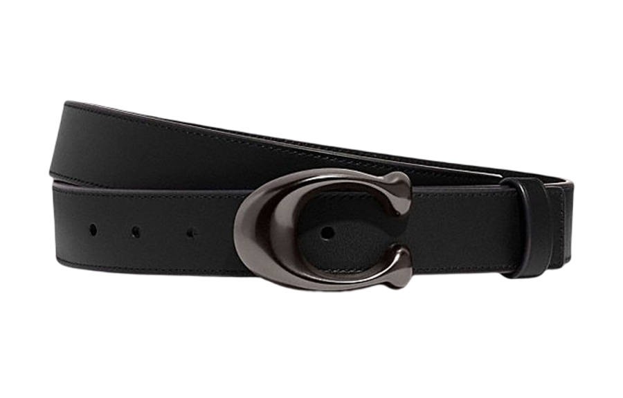 COACH COACH Leather Belts Women's Black Width 3.2cm