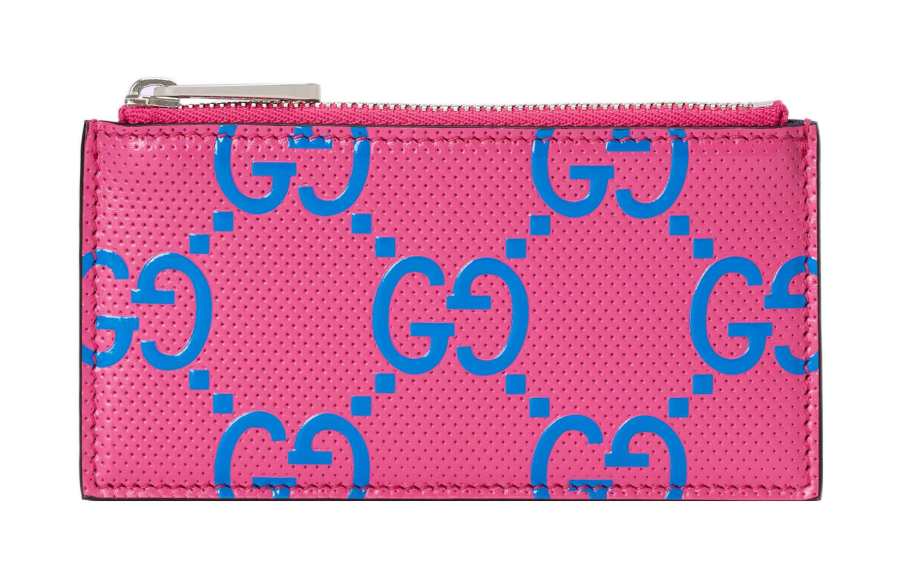 GUCCI Leather Card Holder Card Holder Women's Pink