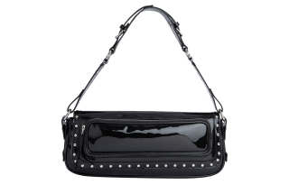 By Far Patent Leather, Cow Leather Handbag, Shoulder Bag Women's Black