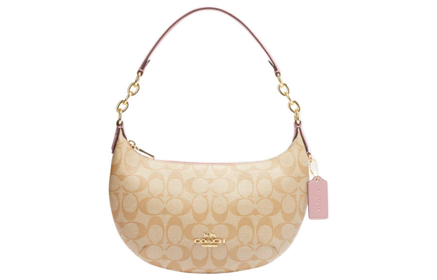 COACH Artificial Leather Crescent Bag, Shoulder Bag, Handbag, Shoulder Bag Large Women's White